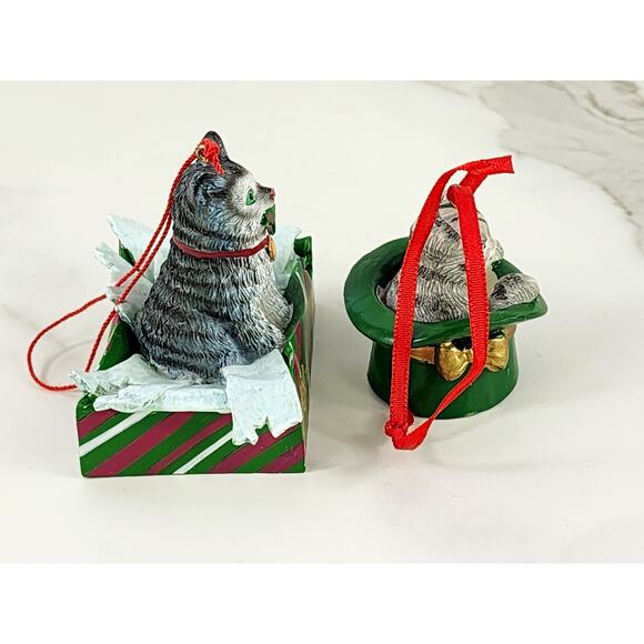 Cat Kitten Lovers Christmas Ornaments 2 1/2" Luv A Pet Holidays 1999 x2 - Picture 8 of 14